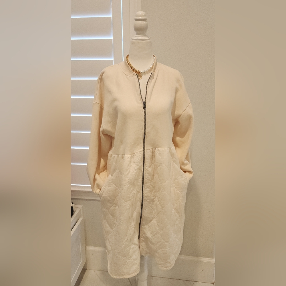 Zara Off-White Quilted Teddy Jacket